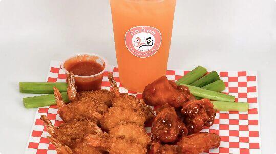 8pc Shrimp-5pc Wings w Drinks
